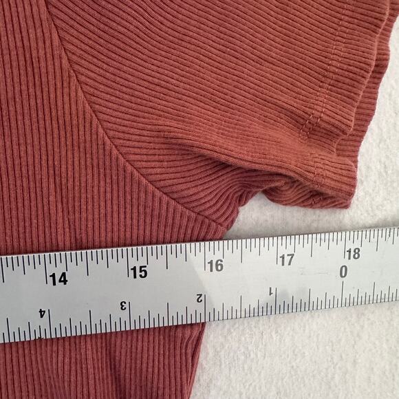 dip Rust Shirt Dress Ribbed Crew Neck Stretch Relaxed  Large Woman Causal - Picture 4 of 6